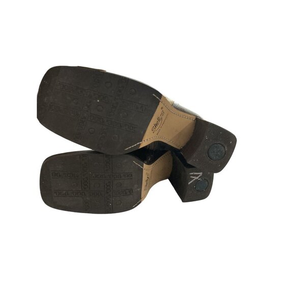 Shellys Women's Size 5 Black Brown Leather Knee-High Buckle Boots shoe Portugal - Picture 6 of 8